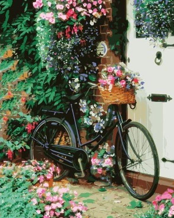 Картина по номерам "Велосипед с цветами"