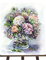 Картина по номерам &quot;Букет с пионами и травами в сиреневых тонах&quot;