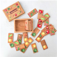 Домино &quot;Фрукты-овощи&quot; в деревянной коробочке
