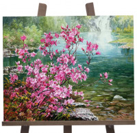 Картина по номерам &quot;Цветущий куст у воды&quot;