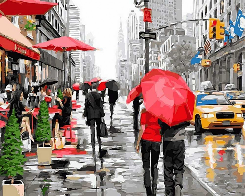 Картина по номерам "Дождь в Нью-Йорке"