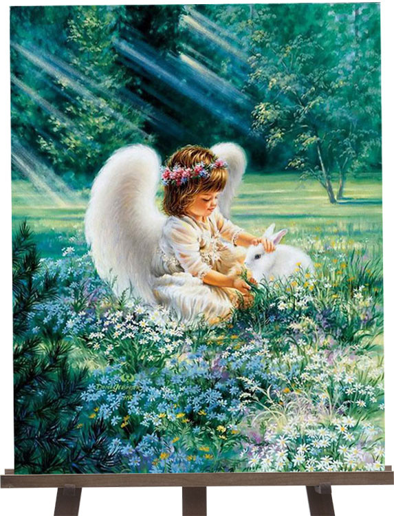 Картина по номерам "Ангелочек с кроликом"